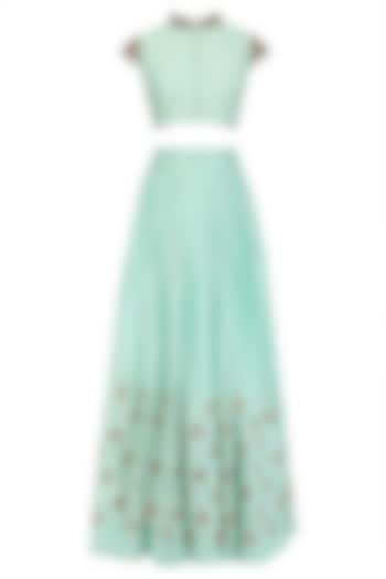 Mint embroidered blouse and flared skirt set available only at Pernia's Pop Up Shop.