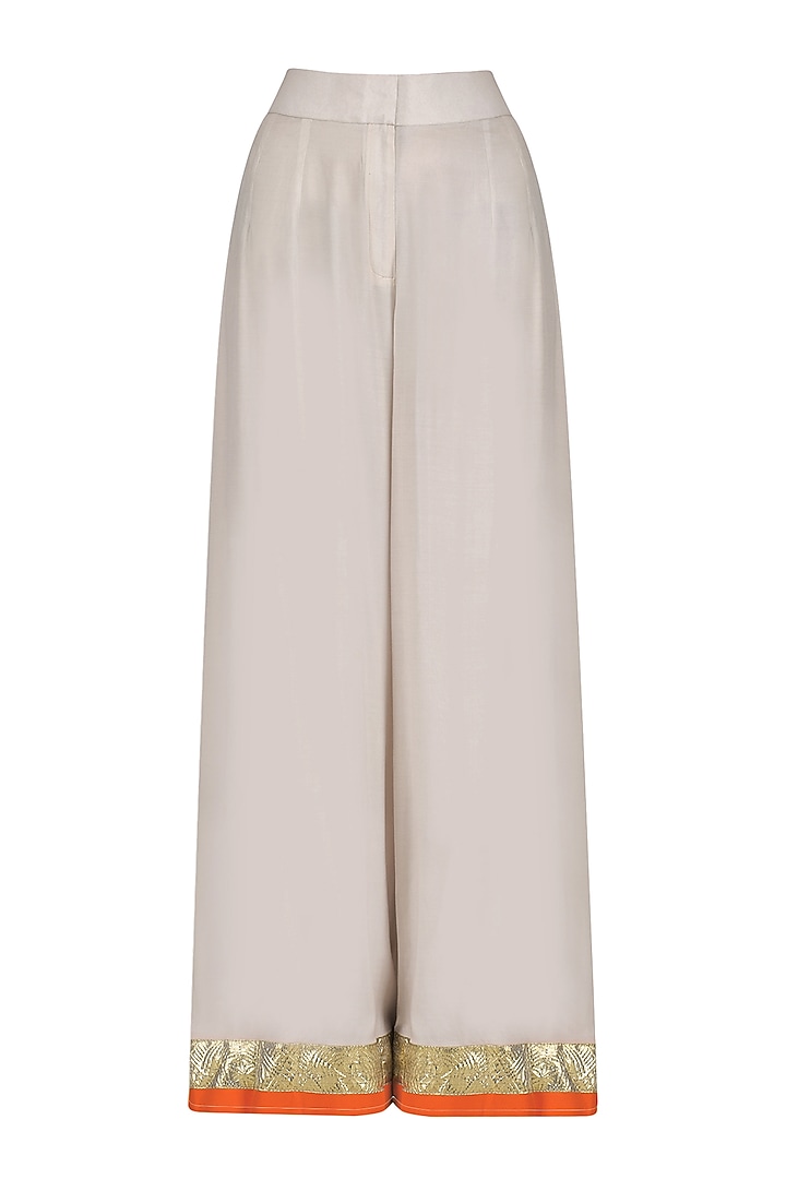 Grey embroidered anarkali and palazzo pants set available only at Pernia's Pop Up Shop.