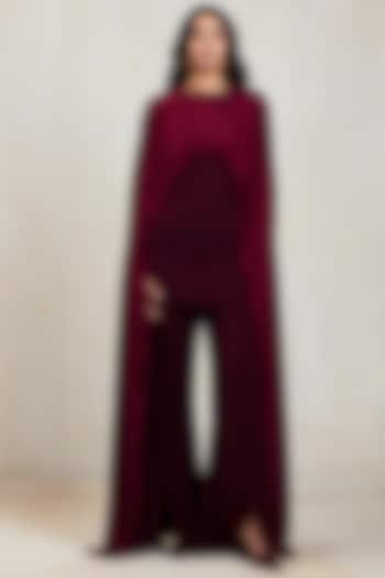 Aubergine Ferrari Net Sculpted Draped Co-Ord Set by Deme by Gabriella at Pernia's Pop Up Shop