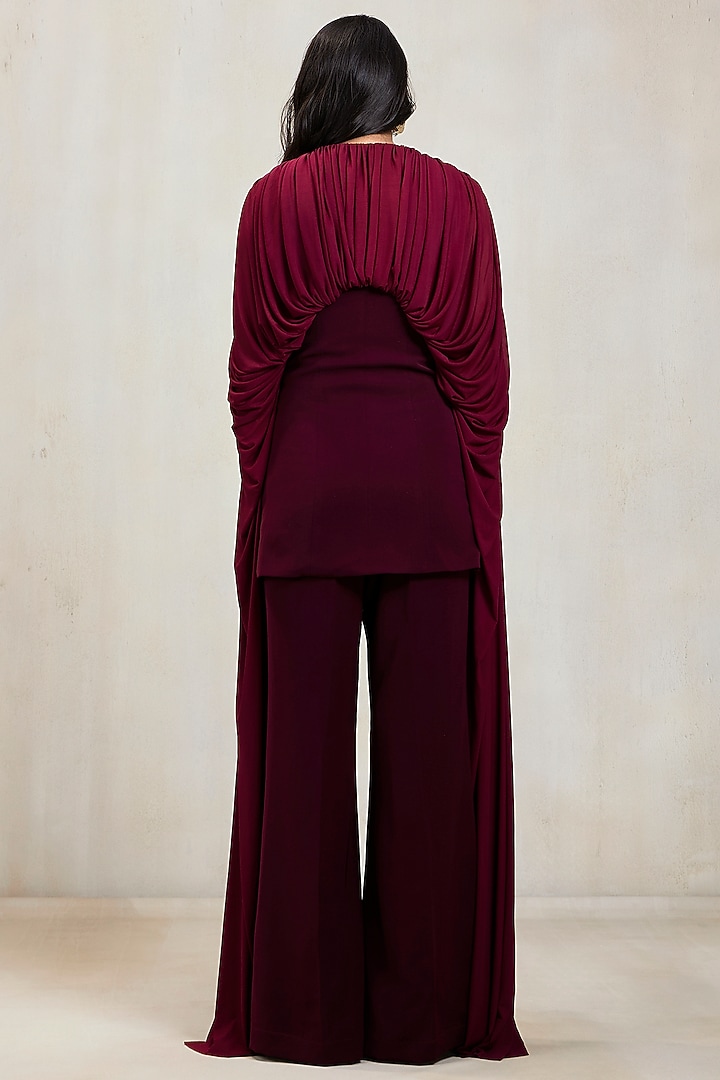 Aubergine Ferrari Net Sculpted Draped Co-Ord Set by Deme by Gabriella at Pernia's Pop Up Shop