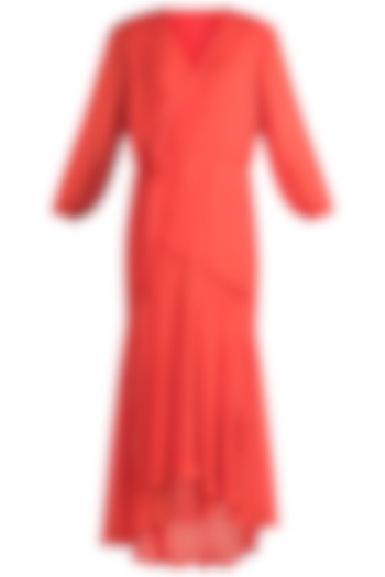 Coral Red Wrap Dress by Deme by Gabriella