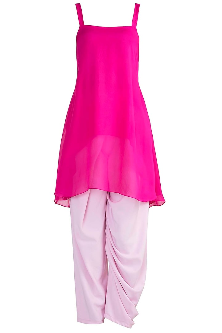Pink Oversized Top With Baby Pink Pants by Deme by Gabriella