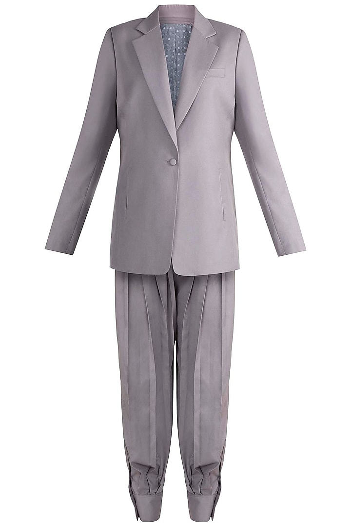 Grey Oversized Pant Suit Set by Deme by Gabriella