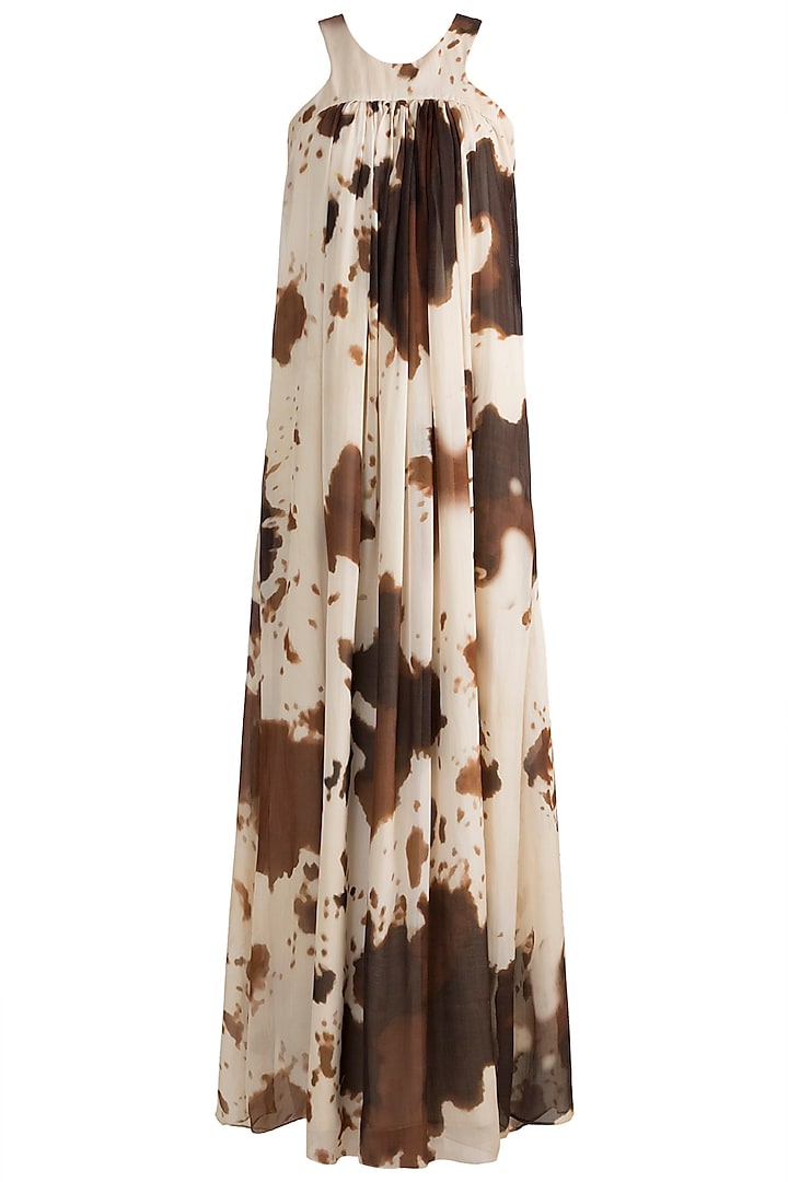 Ivory Printed Gown by Deme by Gabriella