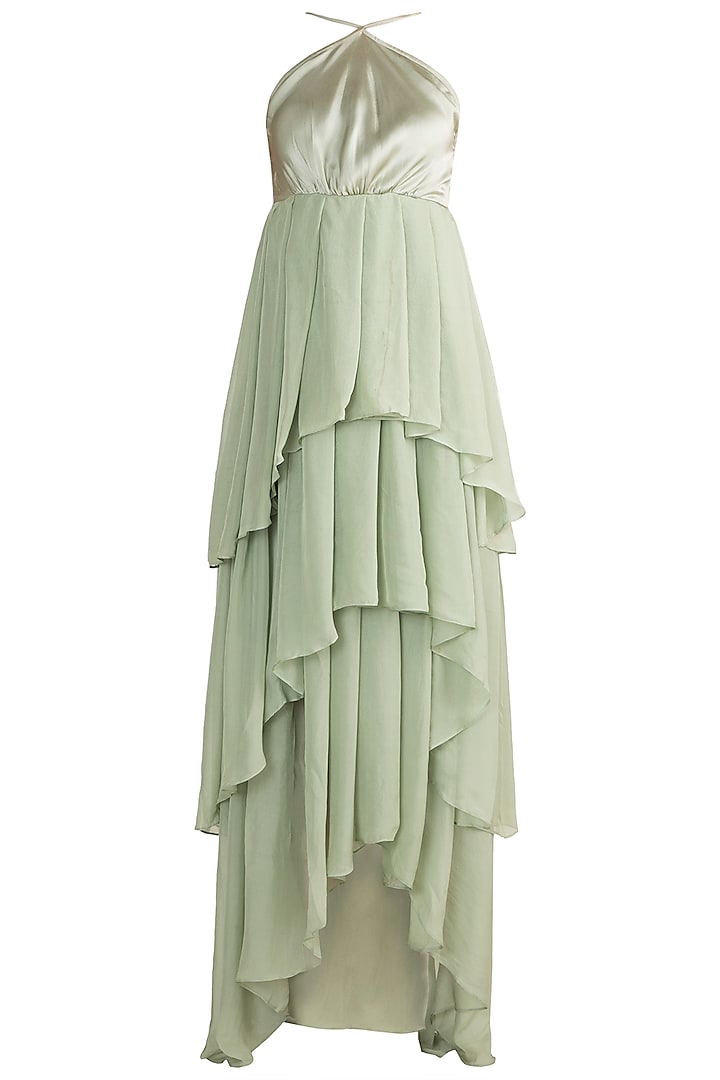 Mint Green Layered Gown by Deme by Gabriella