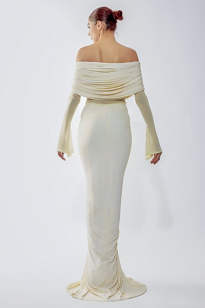 Off-White Malai Lycra & Net Engagement Gown by Deme by Gabriella at Pernia's Pop Up Shop