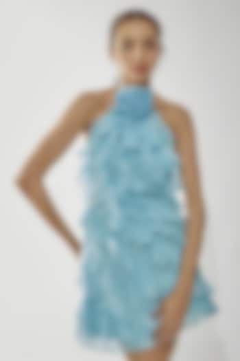 Ice Blue Chiffon Mini Ruffled Vacation Dress by Deme by Gabriella at Pernia's Pop Up Shop