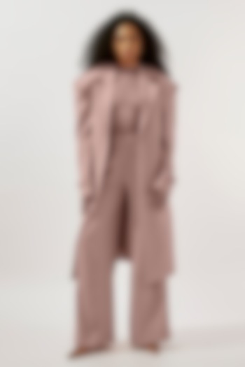 Rose Pink Ferrari & Net Trench Coat Set by Deme by Gabriella at Pernia's Pop Up Shop