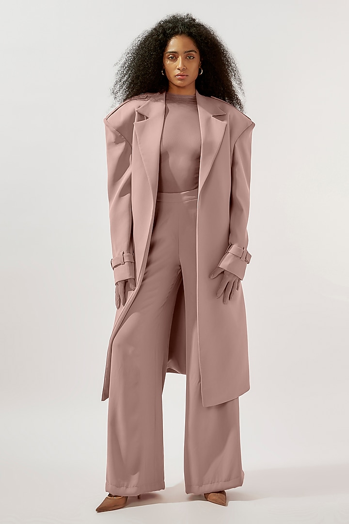 Rose Pink Ferrari & Net Trench Coat Set by Deme by Gabriella at Pernia's Pop Up Shop
