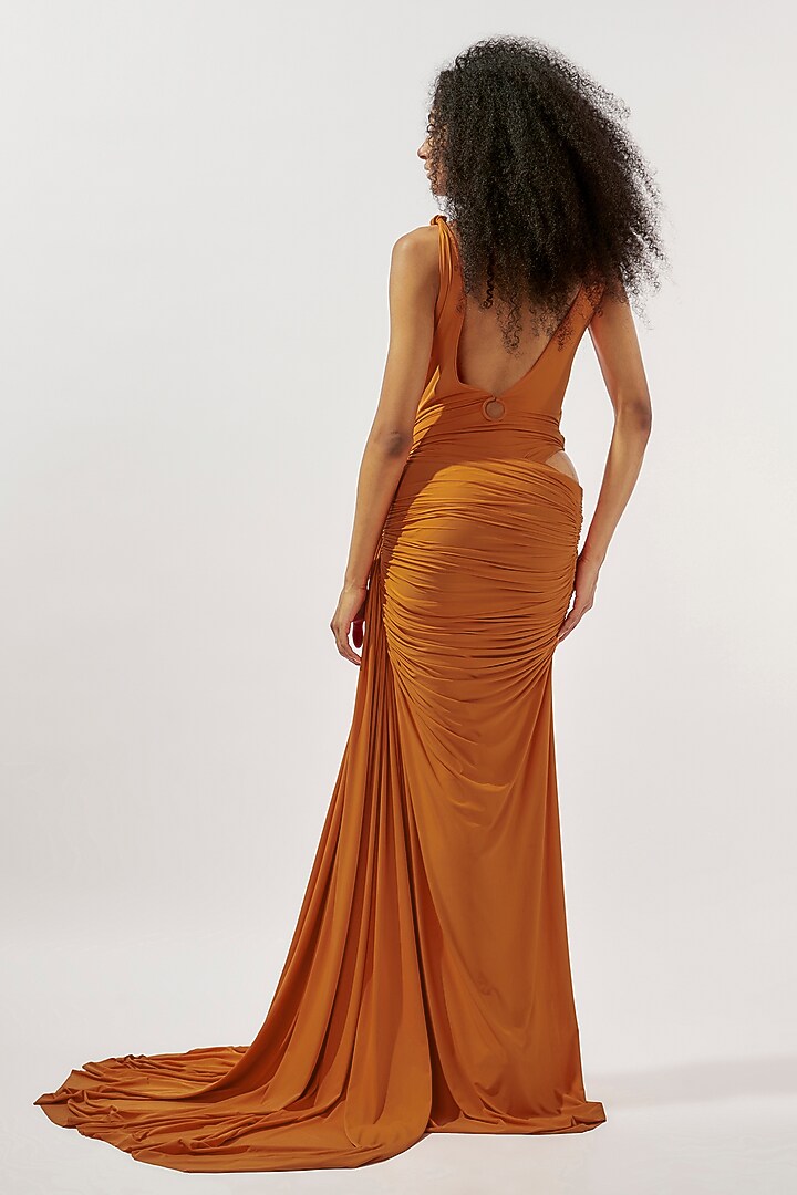 Orange Malai Lycra Engagement Gown by Deme by Gabriella at Pernia's Pop Up Shop