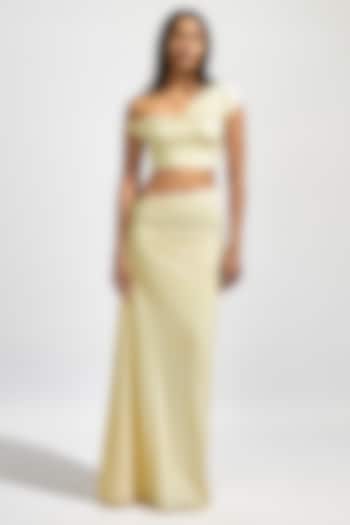 Butter Yellow Malai Lycra Skirt Set by Deme by Gabriella at Pernia's Pop Up Shop
