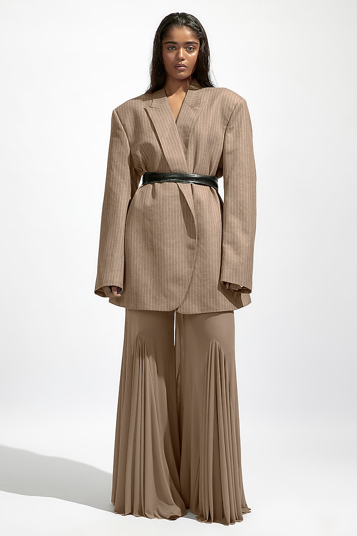 Grey Suiting & Net Blazer Set by Deme by Gabriella at Pernia's Pop Up Shop