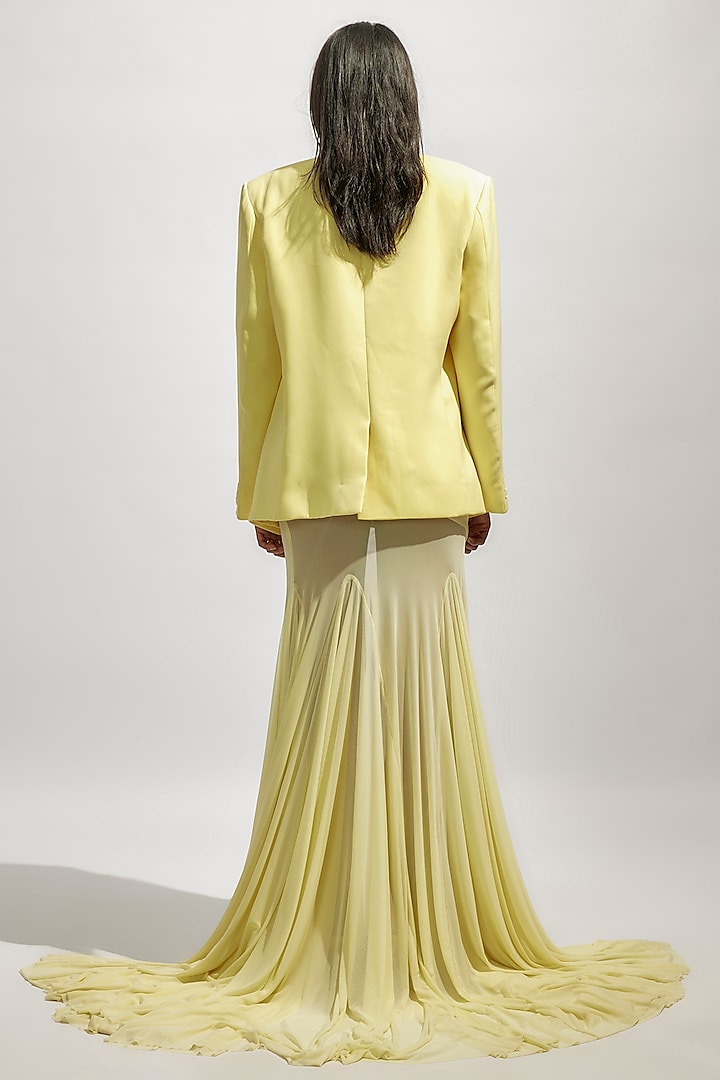 Butter Yellow Malai Lycra & Net Dress With Blazer by Deme by Gabriella at  Pernia's Pop Up Shop 2026