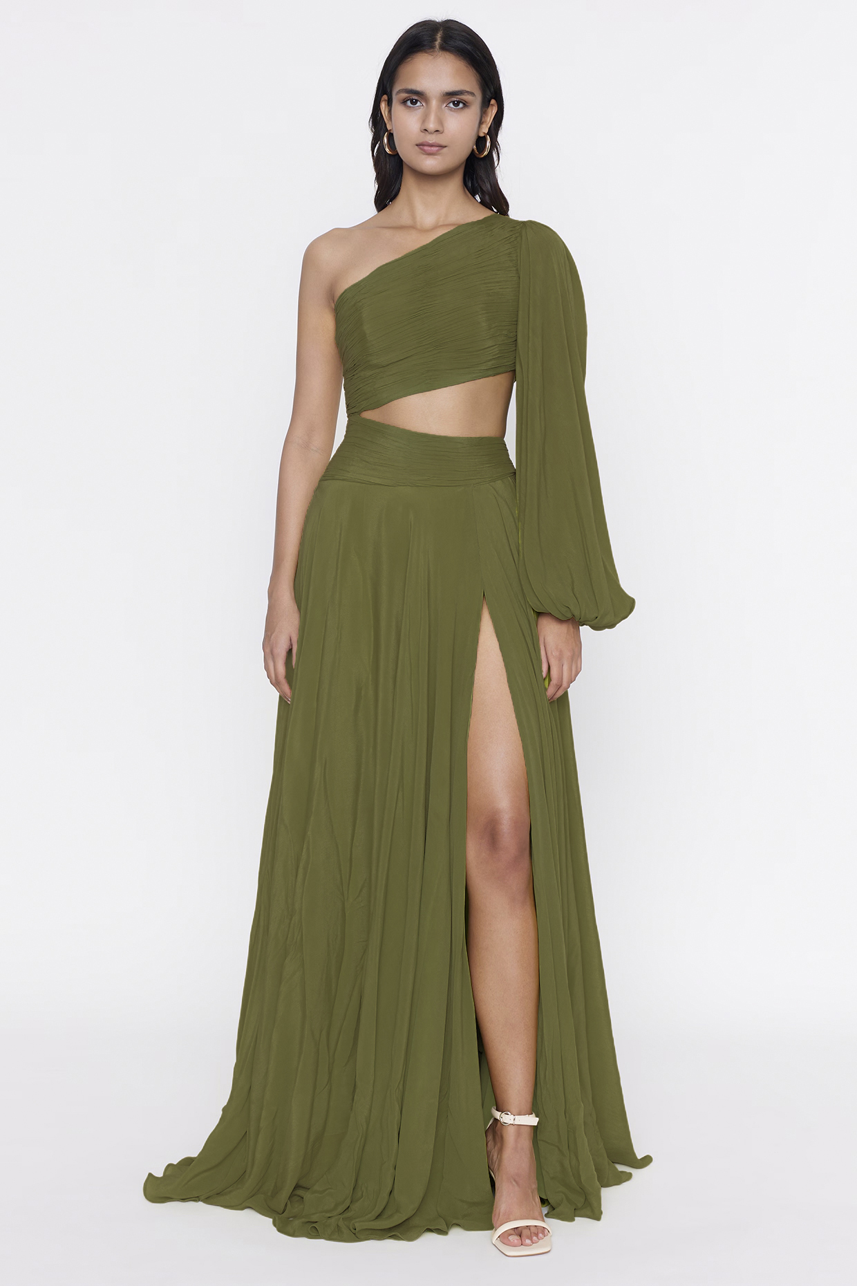 Parrot Green Crepe Gown by Deme by Gabriella at Pernia's Pop Up Shop