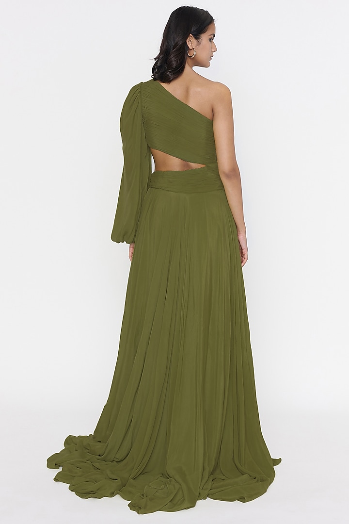 parrot green long dress Forest