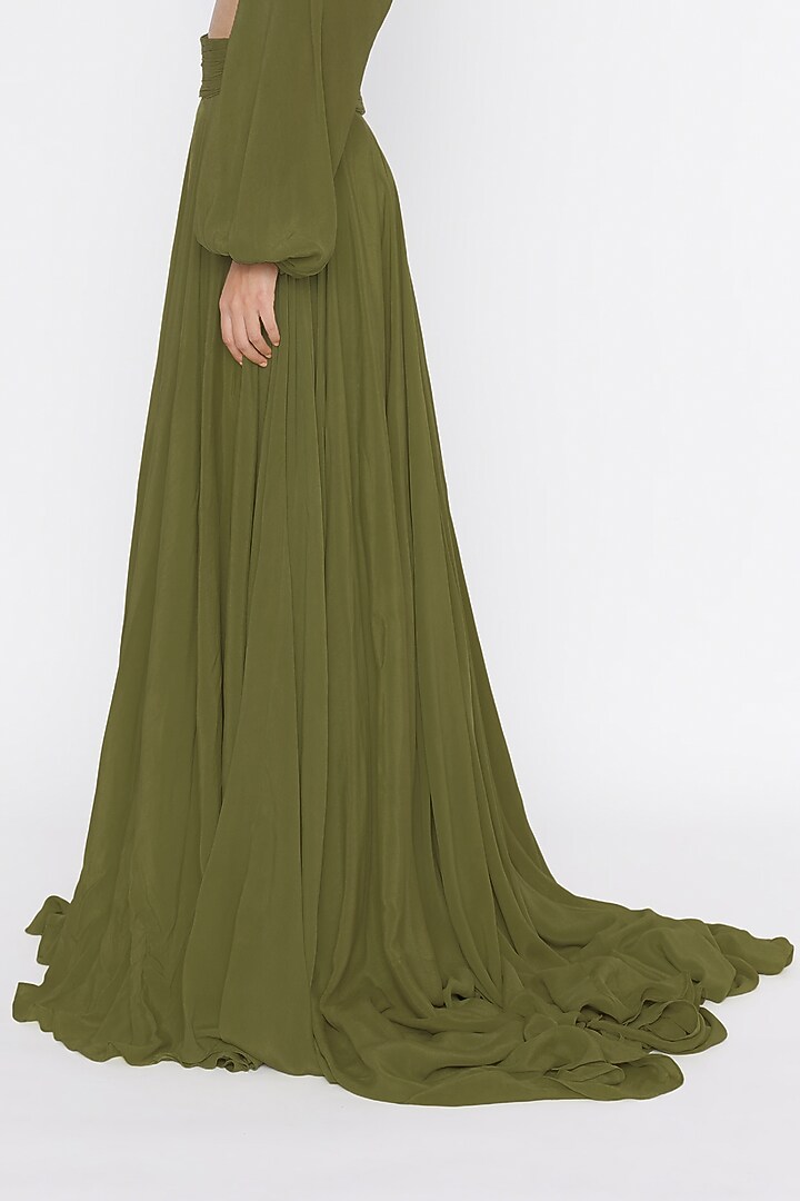 Parrot Green Crepe Gown by Deme by Gabriella at Pernia's Pop Up Shop