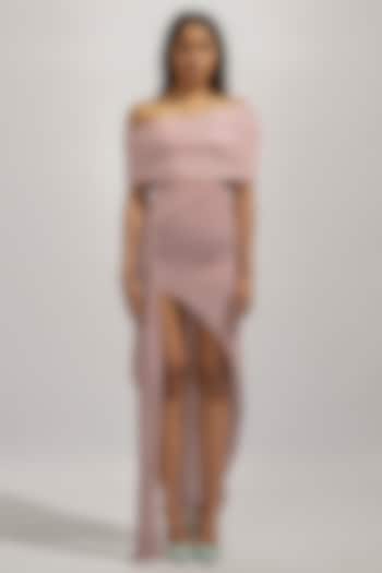 Pink Net Off-Shoulder Vacation Dress by Deme by Gabriella at Pernia's Pop Up Shop