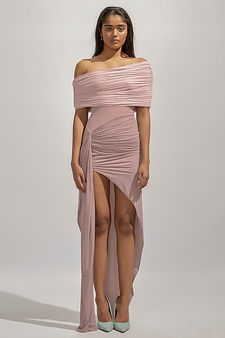 Pink Net Off-Shoulder Dress by Deme by Gabriella