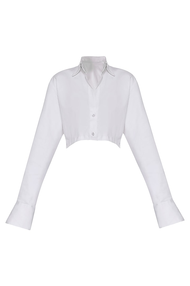 White Collar Crop Shirt by Deme by Gabriella