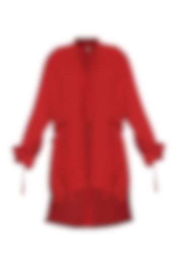 Red Trench Coat with Knots by Deme by Gabriella