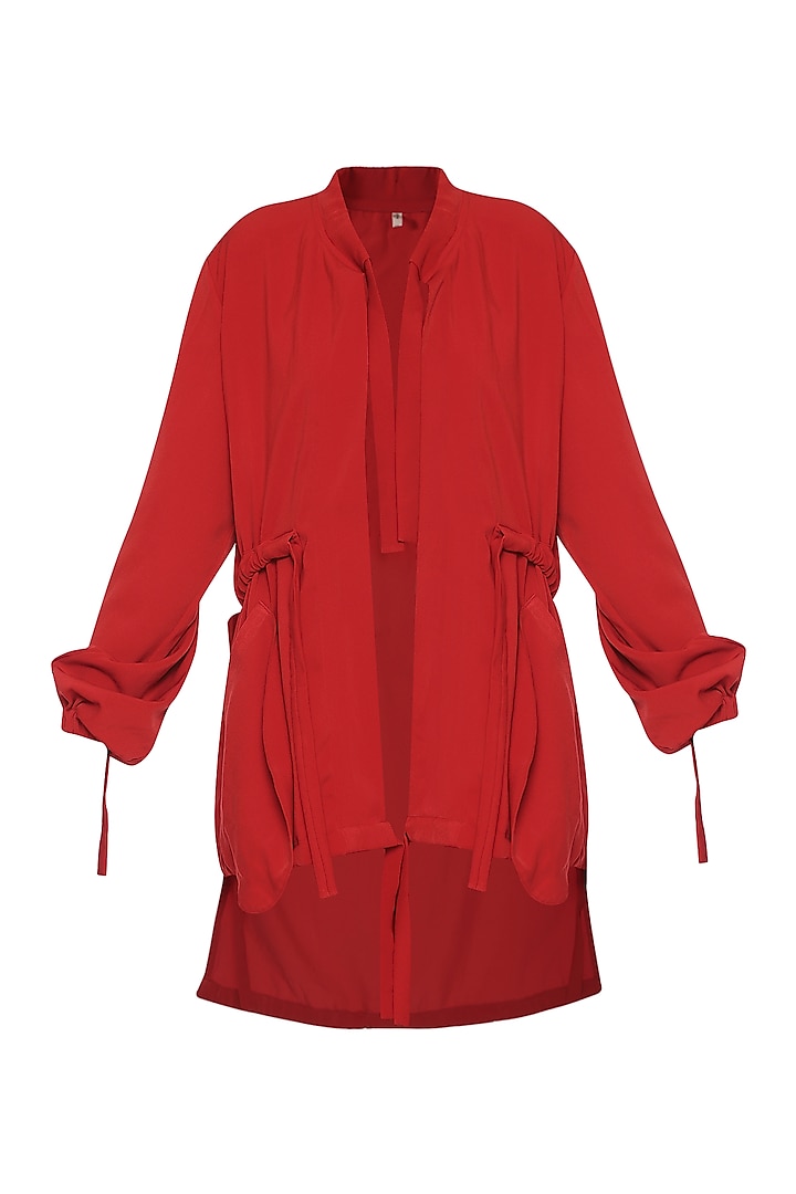 Red Trench Coat with Knots by Deme by Gabriella