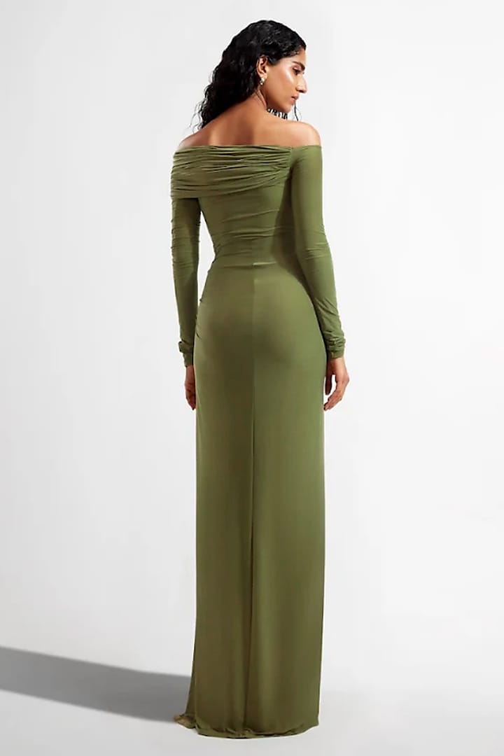 Sage Green Off-Shoulder Draped Gown Design by Deme by Gabriella at Pernia's Pop Up Shop 2026 Sage Green Off-Shoulder Draped Gown Design by Deme by Gabriella at Pernia's Pop Up Shop 2026