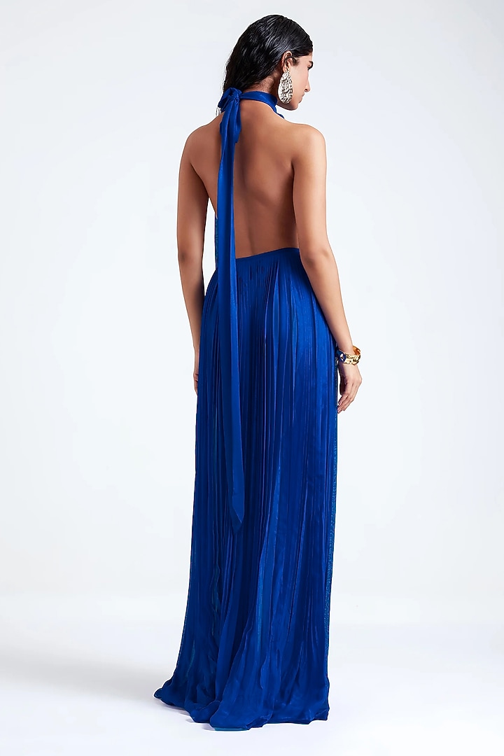 Electric Blue Chiffon Backless Engagement Gown by Deme by Gabriella at Pernia's Pop Up Shop