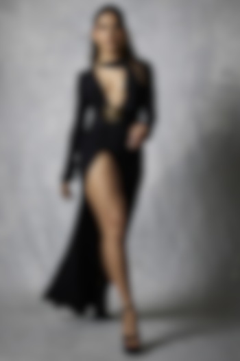 Black Malai Lycra Engagement Gown by Deme by Gabriella at Pernia's Pop Up Shop