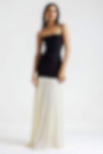 Black & Off-White Malai Lycra Party Wear Gown by Deme by Gabriella at Pernia's Pop Up Shop