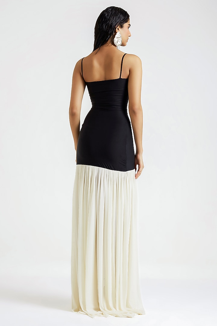 Black & Off-White Malai Lycra Engagement Gown by Deme by Gabriella at Pernia's Pop Up Shop