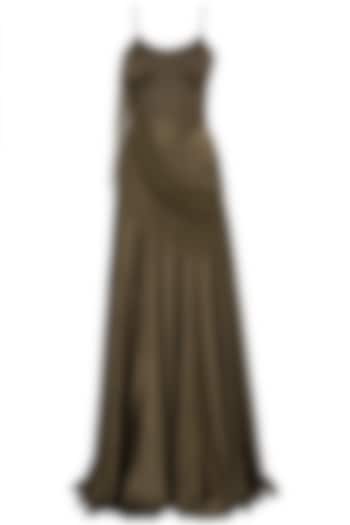 Olive slit gown by DEME BY GABRIELLA