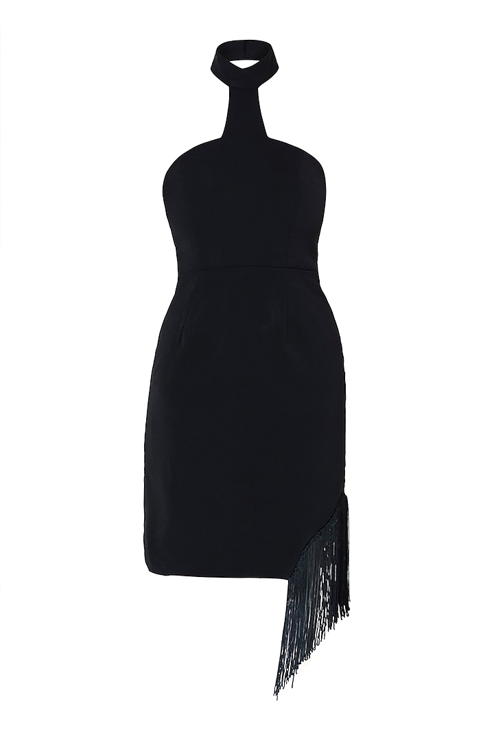 Black tassel mini dress by DEME BY GABRIELLA