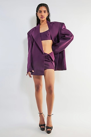 Wine Micro Blazer Set by Deme by Gabriella