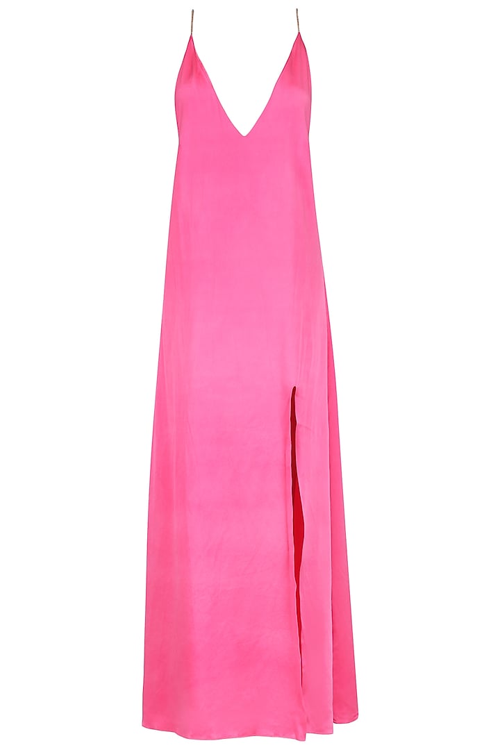 Pink A-Line Slit Dress by Deme by Gabriella