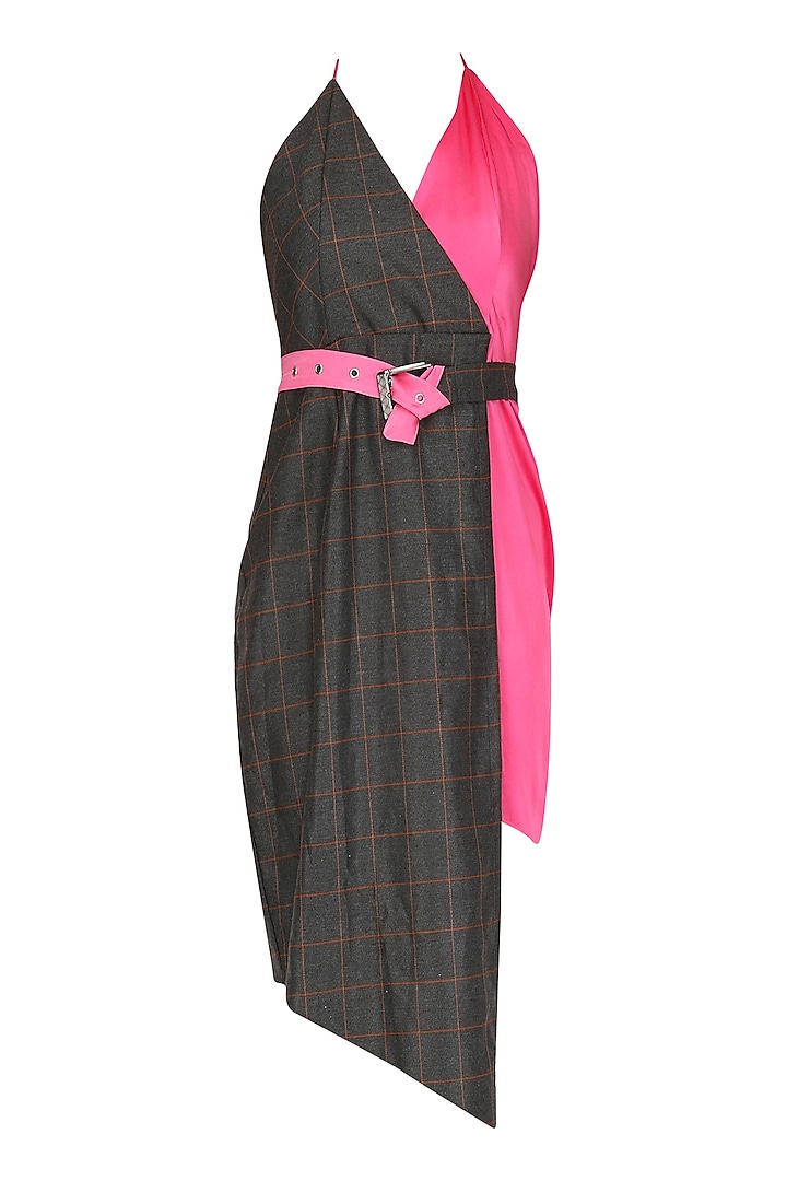 Pink and Brown Checkered Dress by Deme by Gabriella