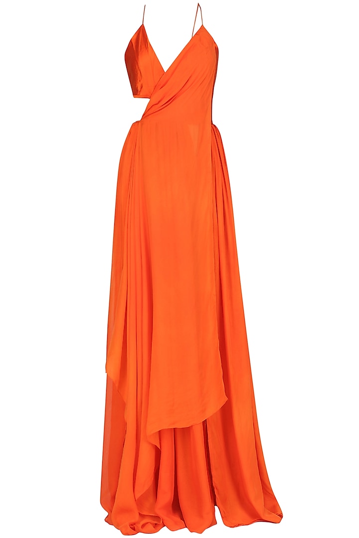 Orange drape maxi available only at Pernia's Pop Up Shop. 2021
