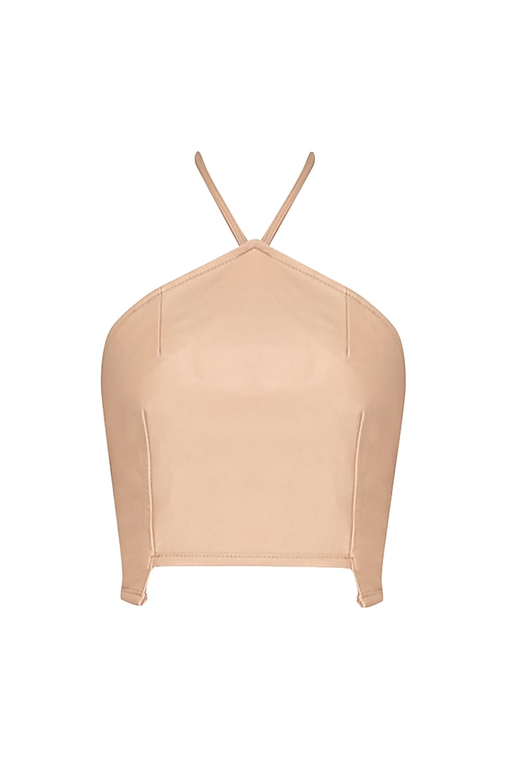Nude Leather Crop Top by Deme by Gabriella