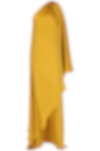 Mustard One Shoulder Maxi Dress by Deme by Gabriella