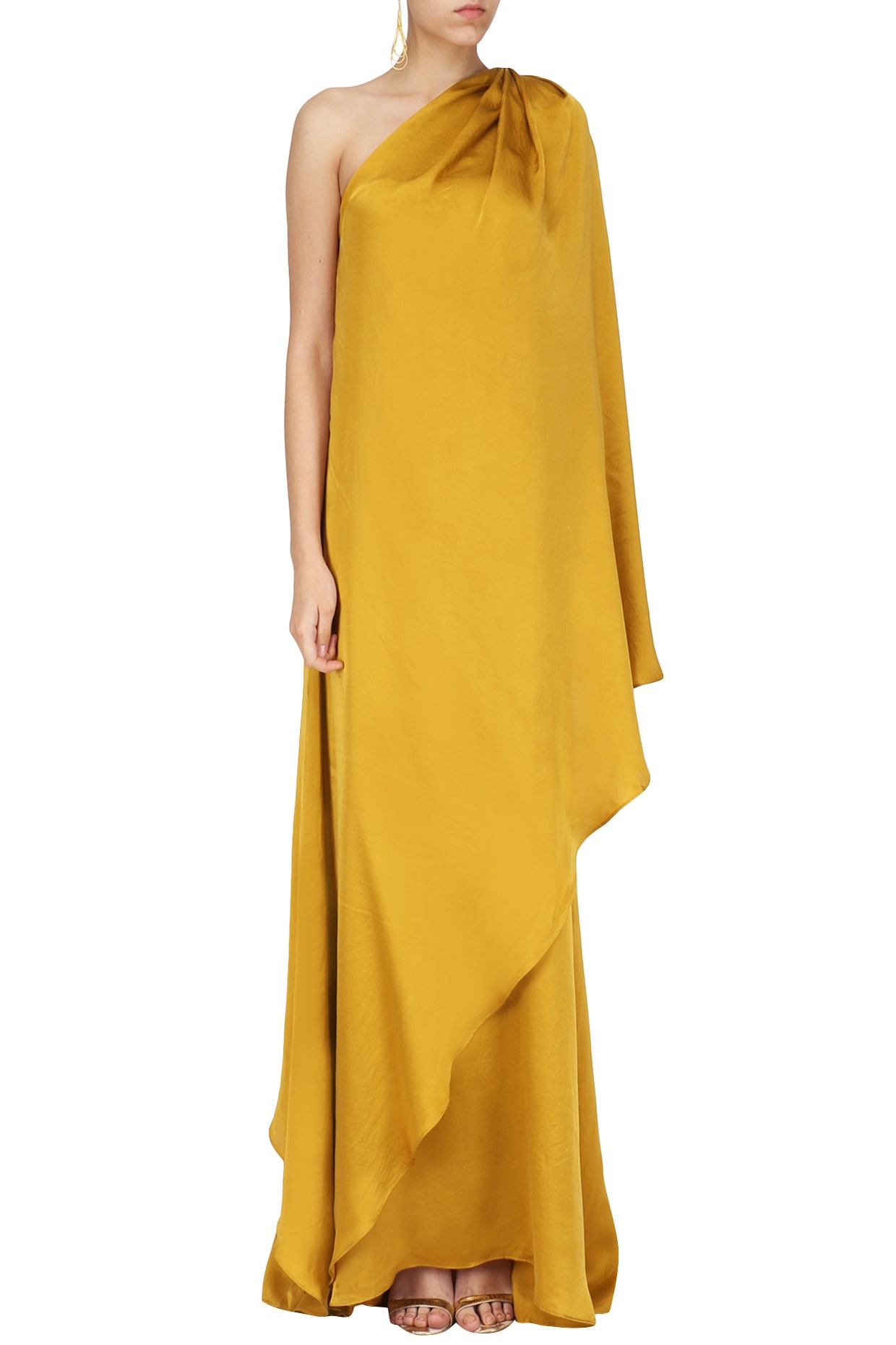 Mustard One Shoulder Dress Belle Satin Maxi Dress Mustard Fashion Nova