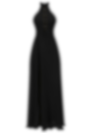 Black Front Laced Up High Slit Gown by Deme by Gabriella