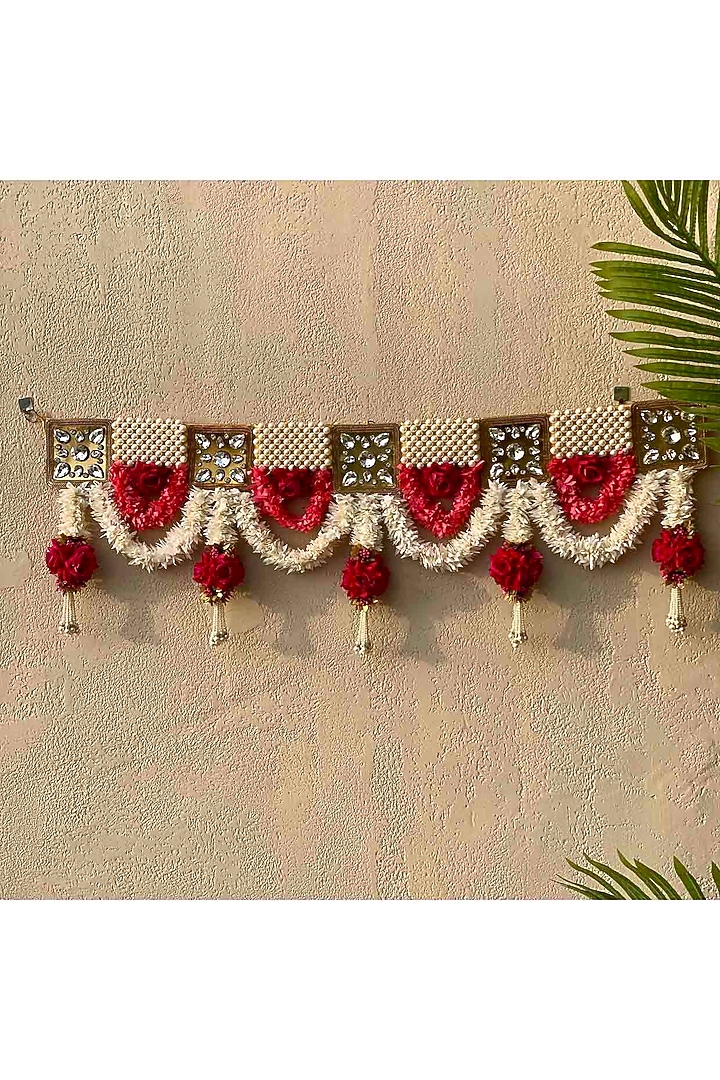 Multi-Colored Artificial Flower & Bead Embellished Handcrafted Toran by Mason Home at Pernia's Pop Up Shop