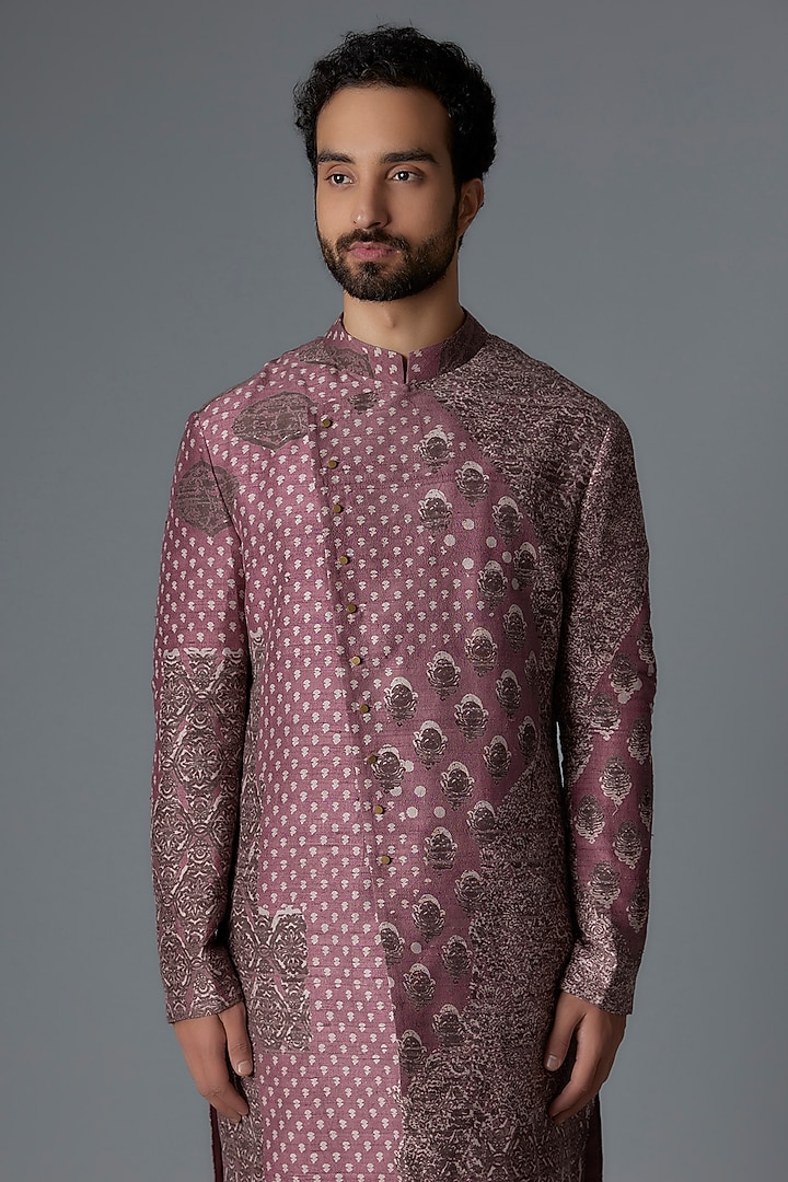 Rose Pink Silk Kurta Set by Divyam Mehta Men at Pernia's Pop Up Shop