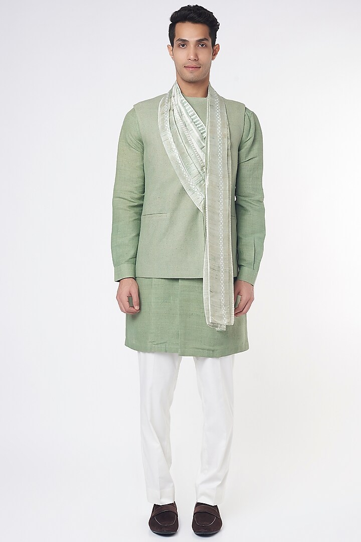 Sauf Silk Nehru Jacket With Kurta Set by Divyam Mehta Men