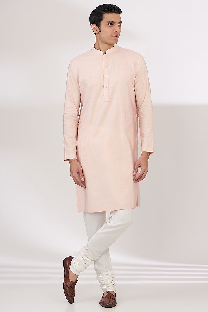 Pink Raw Silk Chikankari Embroidered Groom Sherwani Set by Divyam Mehta Men at Pernia's Pop Up Shop
