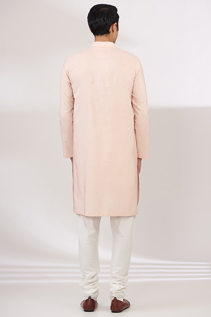 Pink Raw Silk Chikankari Embroidered Groom Sherwani Set by Divyam Mehta Men at Pernia's Pop Up Shop