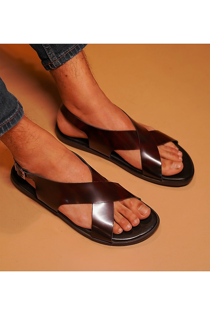 Burgundy & Black Leather Flats by Dmodot at Pernia's Pop Up Shop