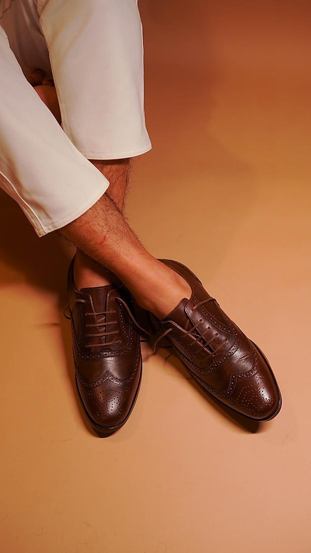 Dark Brown Leather Hand Painted Oxford Brogues by Dmodot