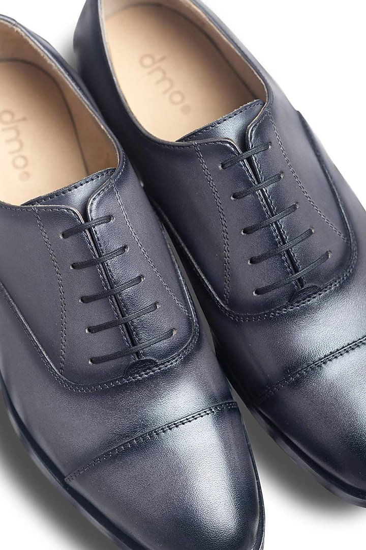Grey Leather Cap-Toe Oxford Shoes by Dmodot at Pernia's Pop Up Shop