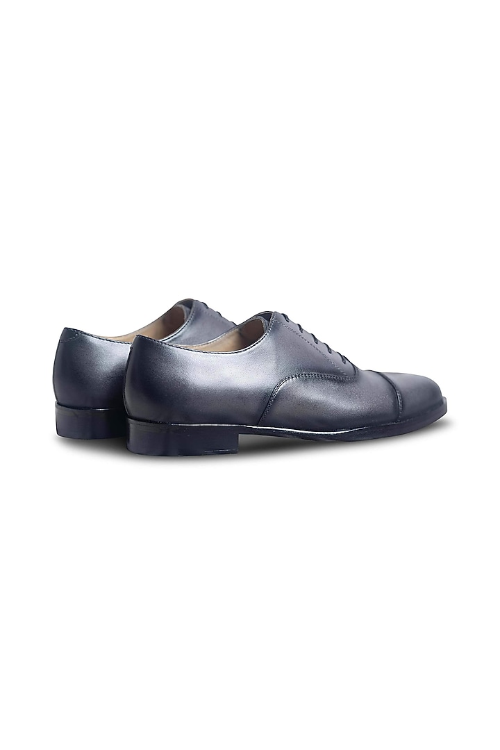 Grey Leather Cap-Toe Oxford Shoes by Dmodot at Pernia's Pop Up Shop