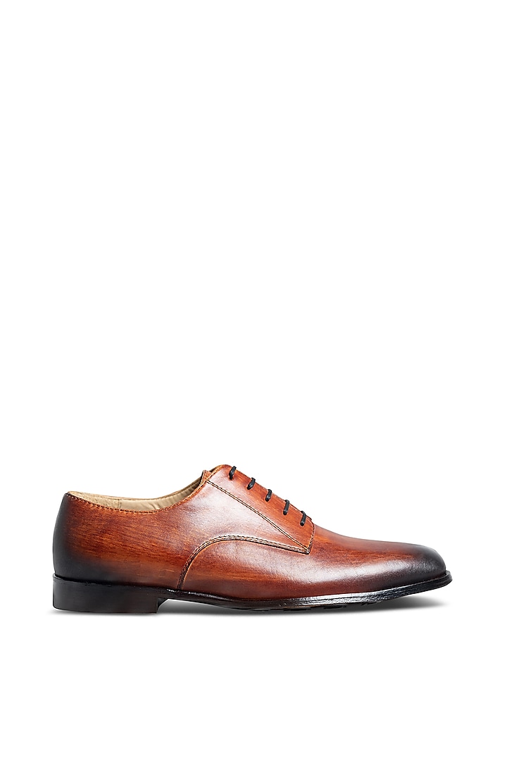 Tan Dual-Tone Leather Hand Painted Oxford Shoes by Dmodot